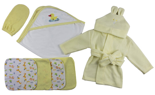 Yellow Infant Robe, Yellow Hooded Towel, Washcloths and Hand Washcloth