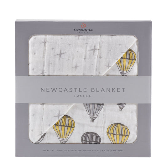 Hot Air Balloon and Northern Star Bamboo Muslin Newcastle Blanket