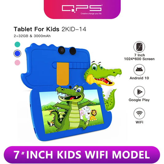 QPS Best Gift 7 inch Kids Tablet Children Pre-Installed Educational