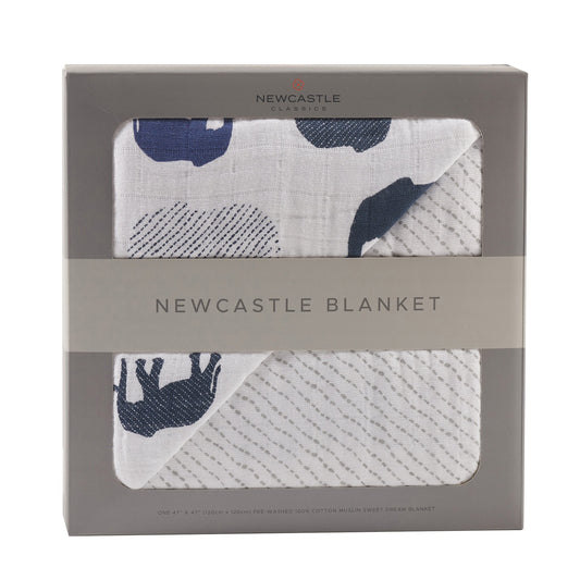 Blue Elephants and Spotted Wave Newcastle Blanket