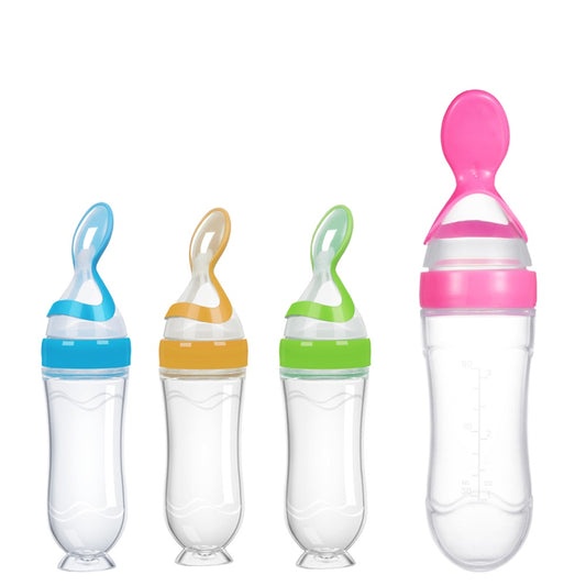 90ML Safe Newborn Baby Feeding Bottle Silicone Feeding Spoon Bottle