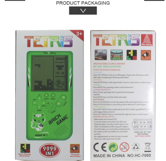 Retro Childhood Tetris Handheld Game Player - Green Only